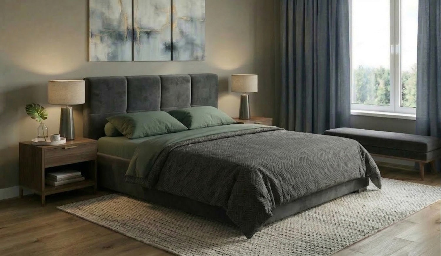 Łóżko tapicerowane Kansas z pojemnikiem na pościel i podnoszonym stelażem